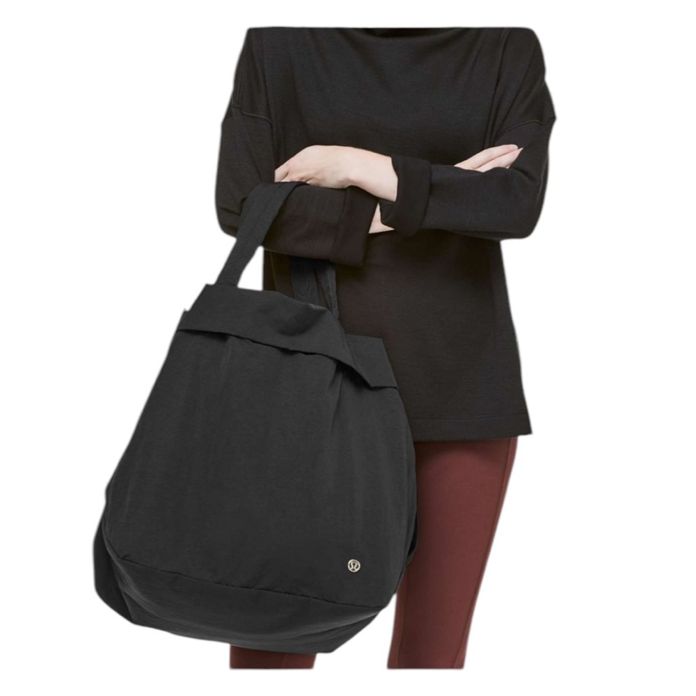 Lululemon Black Nylon Tote Bag Convertible Crossbody Shoulder Bag